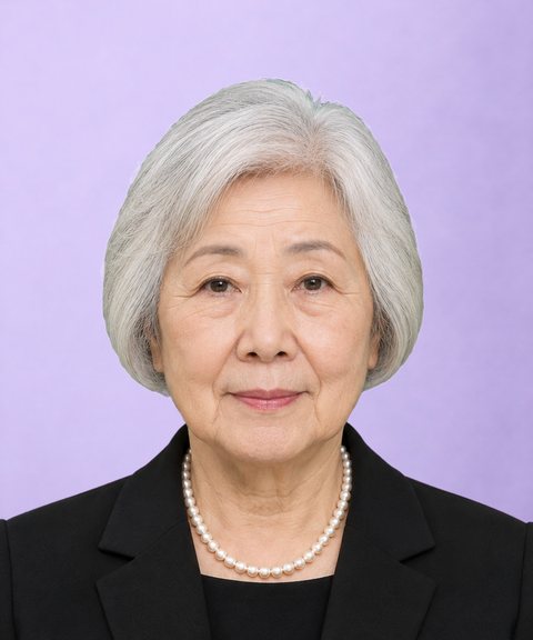背景を「藤色」にした遺影の見本(架空の人物)