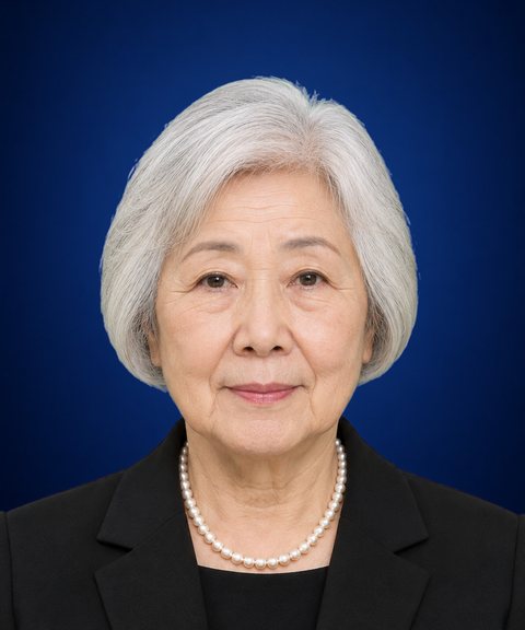 背景を「紺のぼかし」にした遺影の見本（架空の人物）