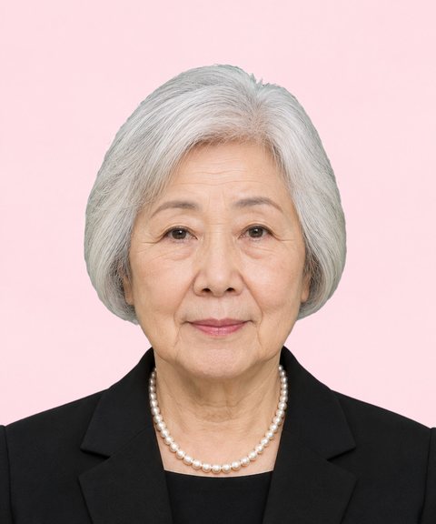 背景を「淡いピンク」にした遺影の見本(架空の人物)