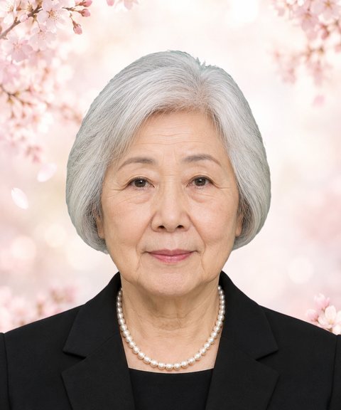 背景を「桜」にした遺影の見本（架空の人物）