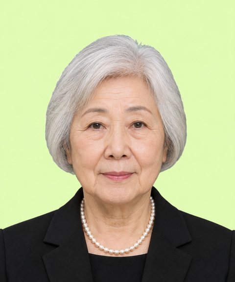 背景を「若草色」にした遺影の見本（架空の人物）